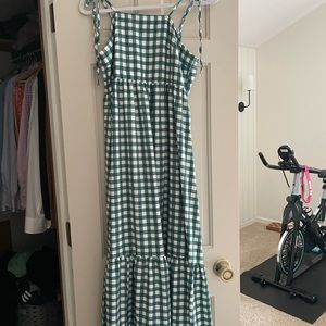 Green Gingham Midi Dress